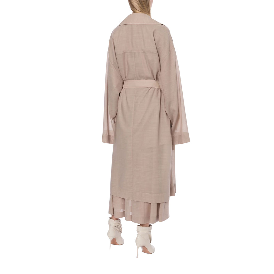 Trench donna in voile di lana