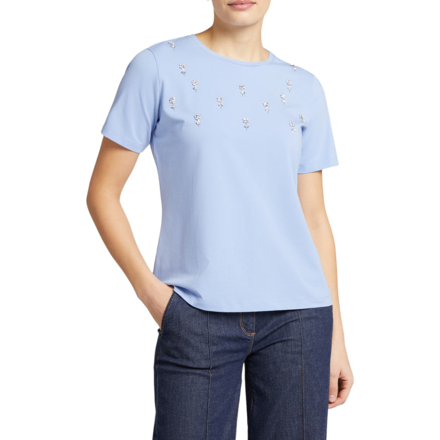 T-shirt donna con ricamo floreale