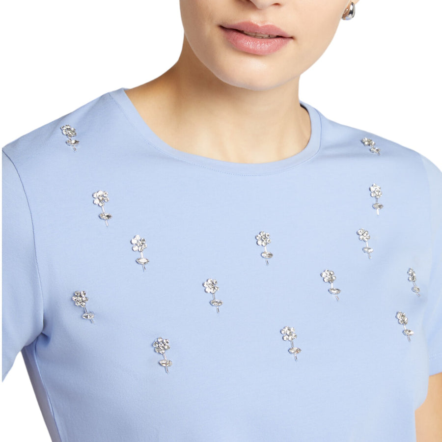 T-shirt donna con ricamo floreale