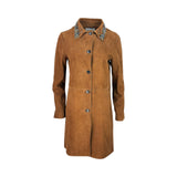Cappotto donna in camoscio con colletto di pietre luminose