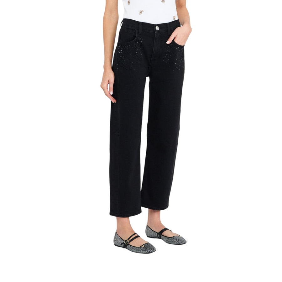 Jeans donna boyfriend con strass
