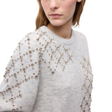 Maglione donna in misto lana e alpaca con motivo gioiello