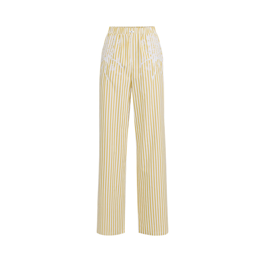 Pantaloni donna  in popeline di cotone con ricami