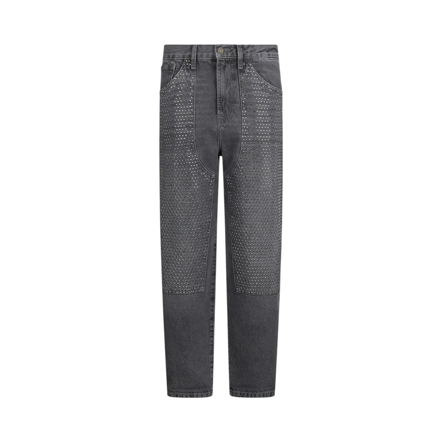 Jeans donna straight con strass