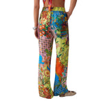 Pantaloni donna in raso stampato
