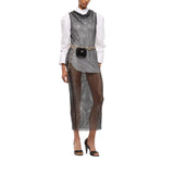 Abito donna midi effetto rete con strass