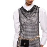 Abito donna midi effetto rete con strass