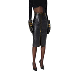 Gonna donna in pelle con zip