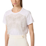 T-shirt donna in jersey con cristalli ricamati