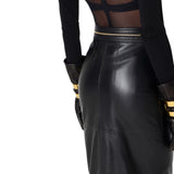 Gonna donna in pelle con zip
