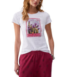 T-shirt donna con stampa e applicazioni