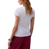 T-shirt donna con stampa e applicazioni