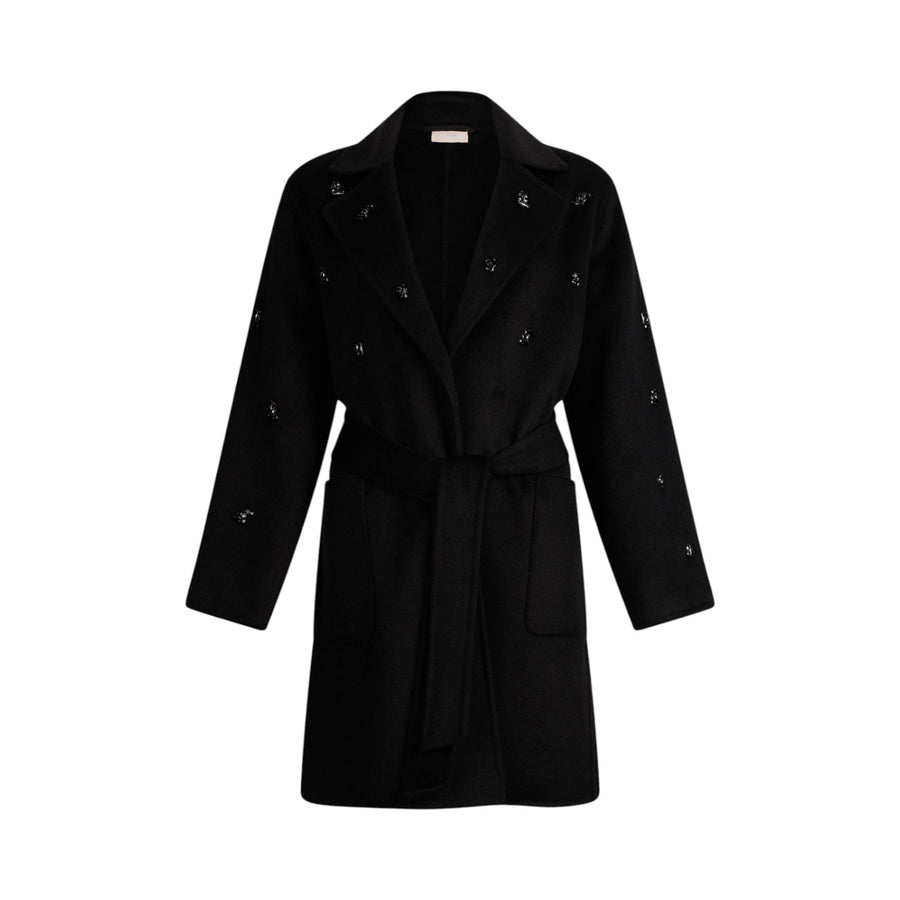 Cappotto donna in lana con ricami gioiello