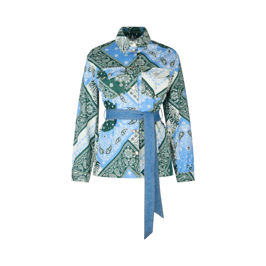 Giacca donna overshirt in cotone stampato