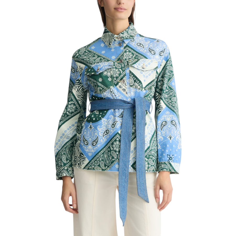 Giacca donna overshirt in cotone stampato