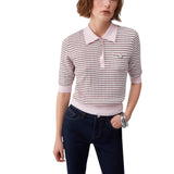 Maglia donna a righe con dettagli gioiello