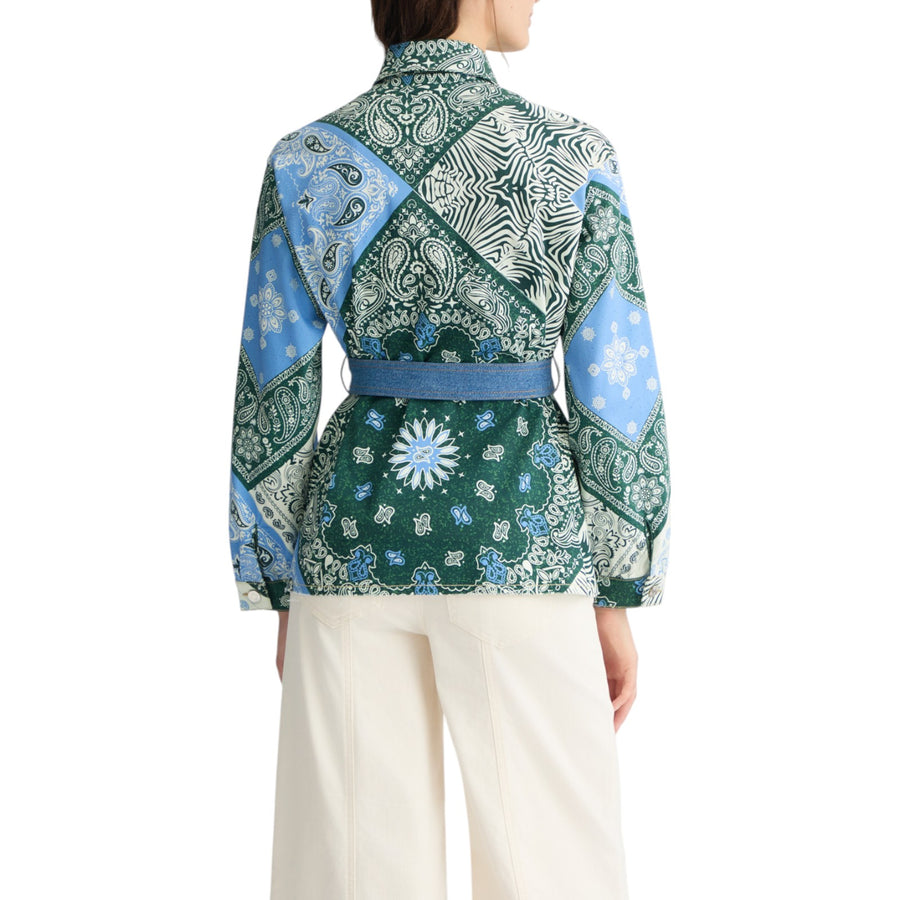 Giacca donna overshirt in cotone stampato