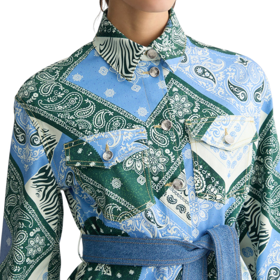Giacca donna overshirt in cotone stampato