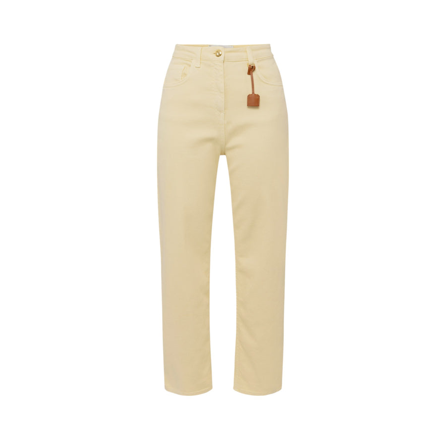 Jeans donna  in cotone tinto con charm logato