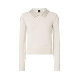 Maglia donna con colletto e strass