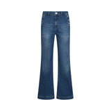 Jeans donna flare a vita alta con bottoni