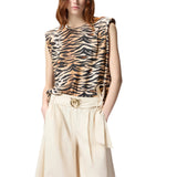 Maglia donna  smanicata con stampa tigrata