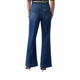 Jeans donna flare a vita alta con bottoni