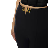 Pantaloni donna in doppio crêpe stretch con dettagli logo