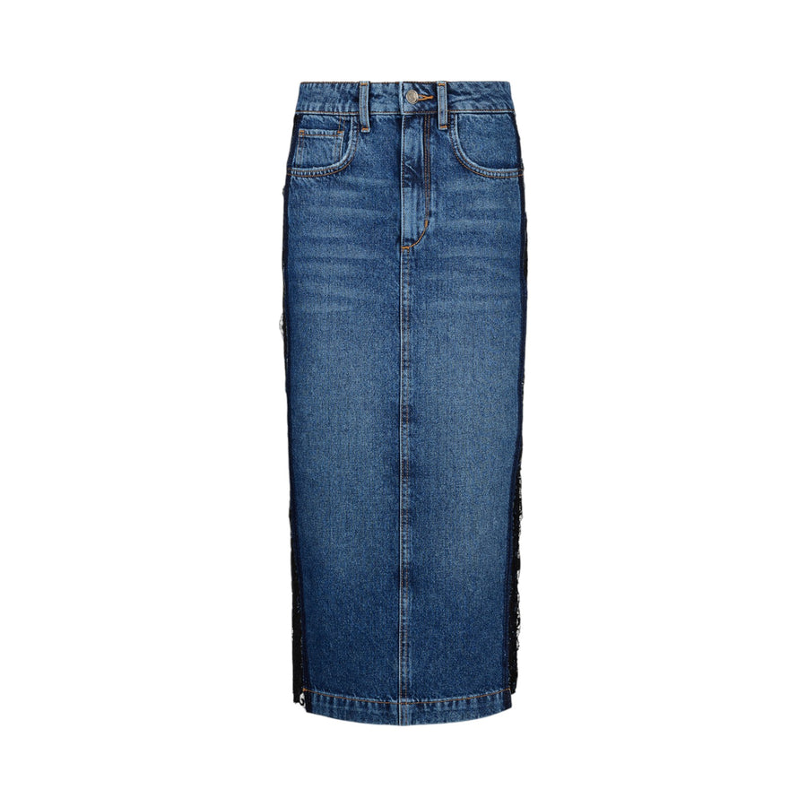 Gonna donna in denim con pizzo