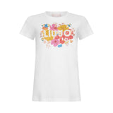 T-shirt donna con stampa e strass