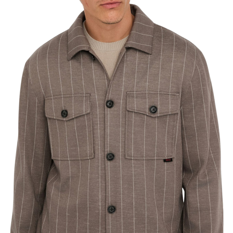 Camicia uomo in lana e cotone a righe