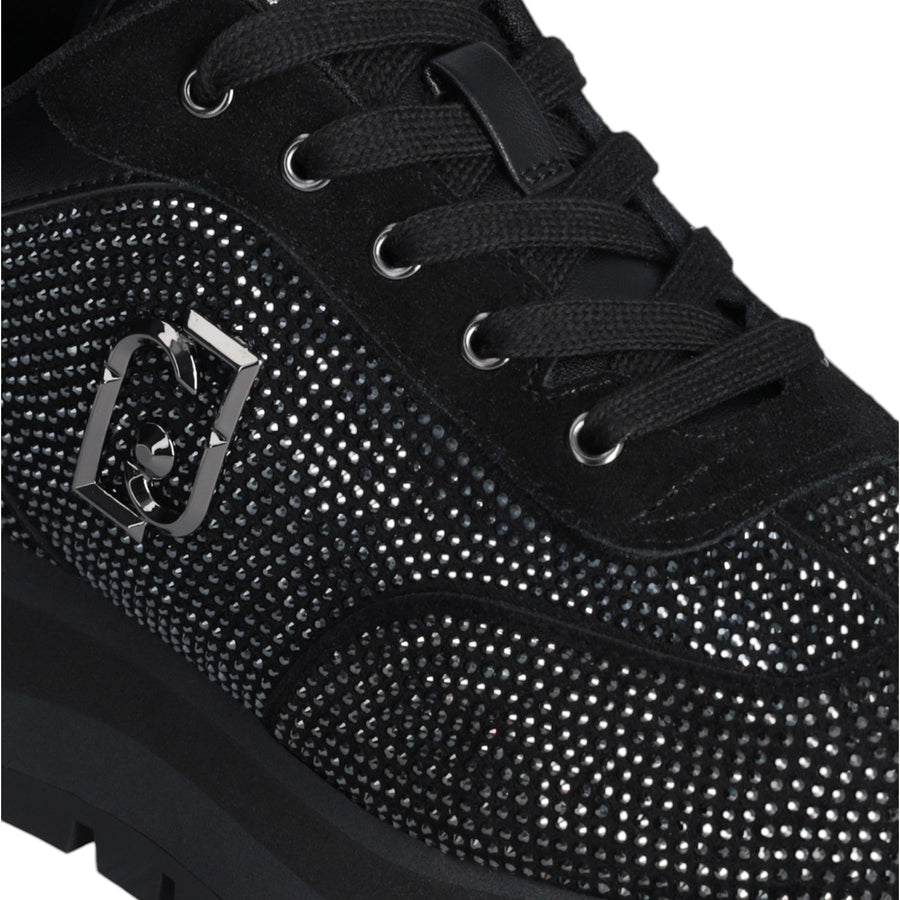 Sneakers donna nere full strass