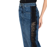 Gonna donna in denim con pizzo