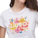 T-shirt donna con stampa e strass