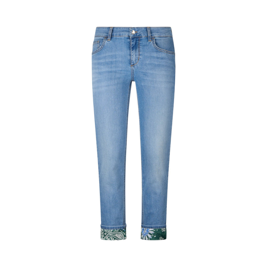 Jeans donna skinny cropped con risvolto bandana