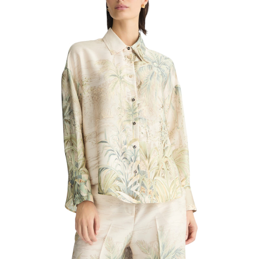 Camicia donna in twill con stampa