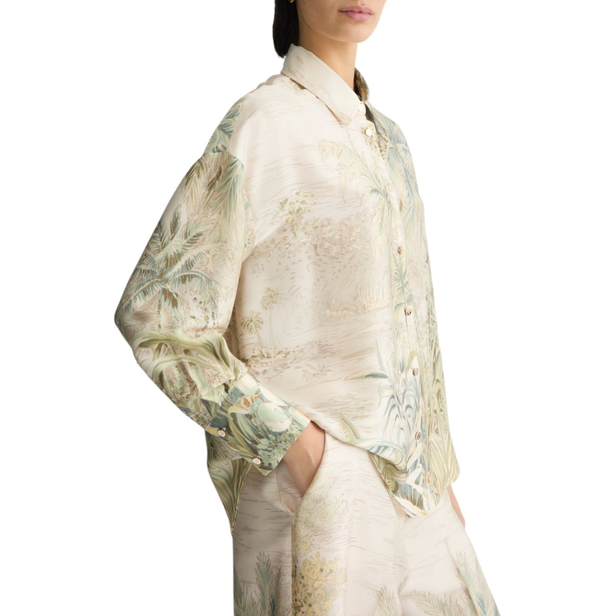 Camicia donna in twill con stampa