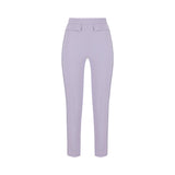 Pantaloni donna in doppio crêpe stretch con logo ricamato