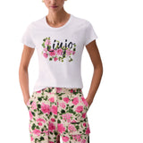 T-shirt donna con stampa e strass