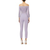 Pantaloni donna in doppio crêpe stretch con logo ricamato