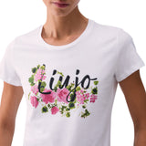 T-shirt donna con stampa e strass