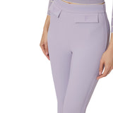 Pantaloni donna in doppio crêpe stretch con logo ricamato