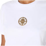T-shirt donna in jersey con logo gioiello