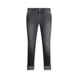 Jeans donna skinny con risvolto