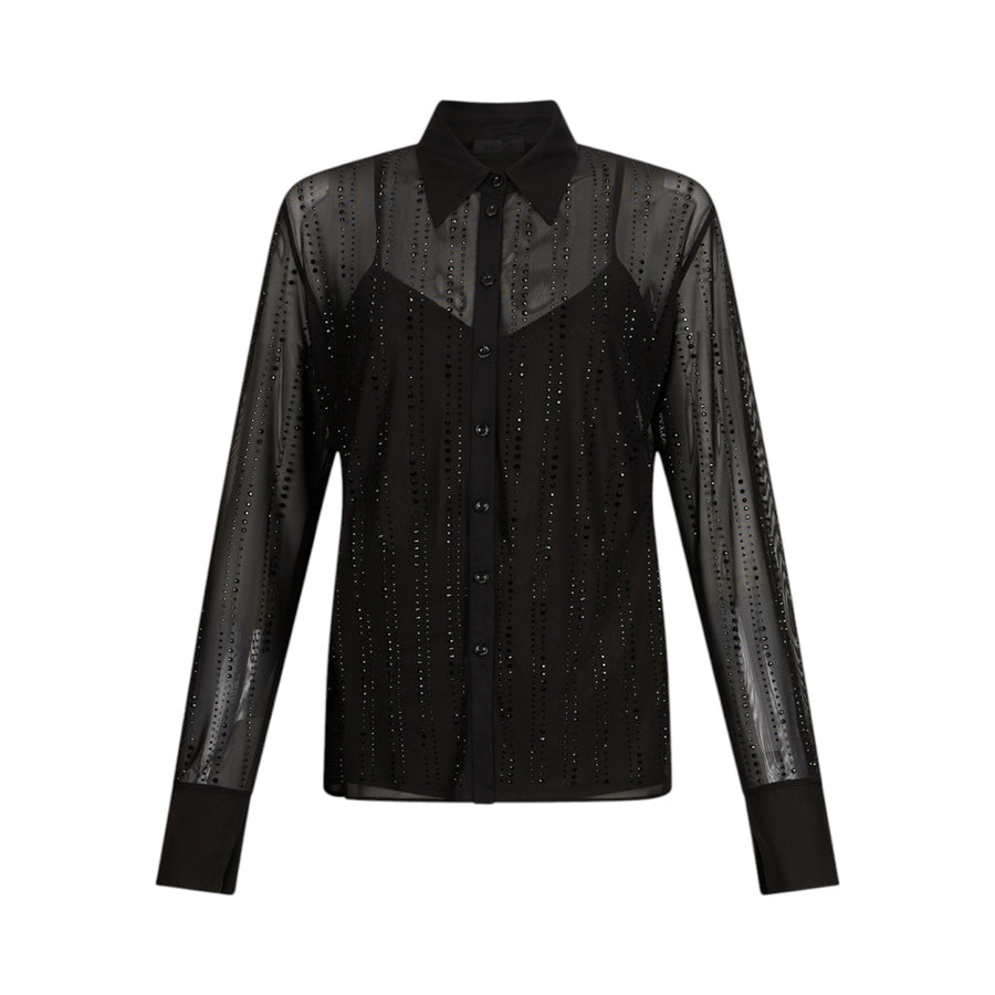 Camicia donna in tulle con strass
