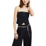 Top donna bustier patchwork check