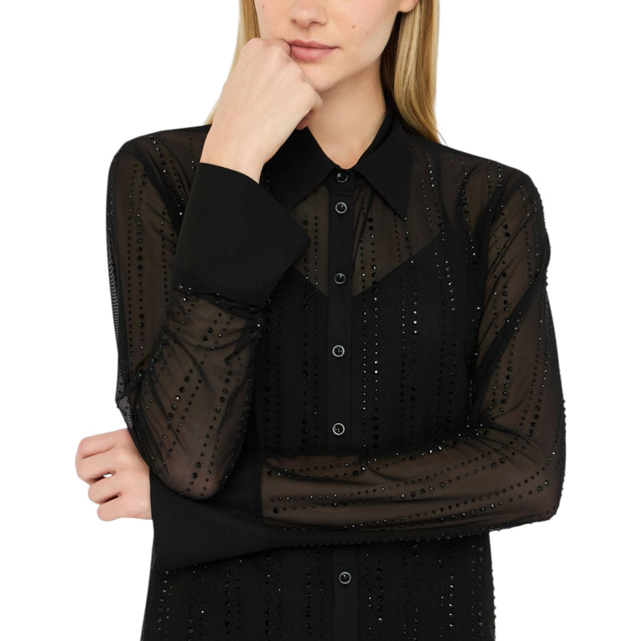 Camicia donna in tulle con strass