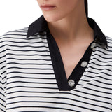 Polo donna a righe con bottoni gioiello