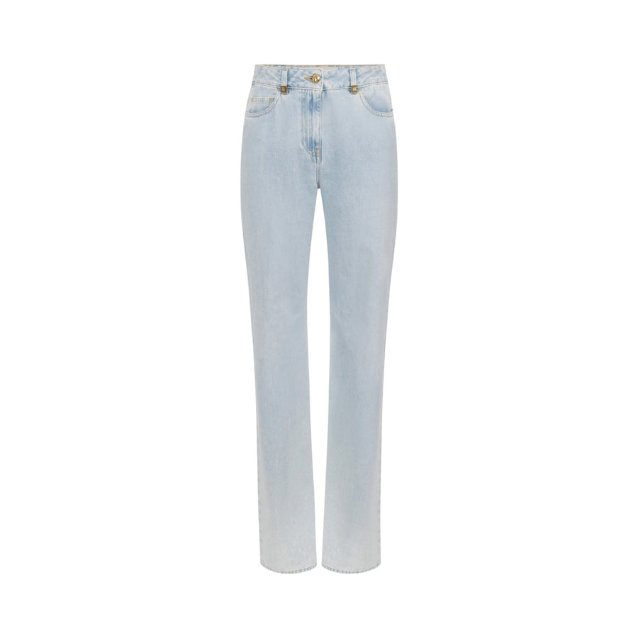 Jeans donna  a palazzo con dettagli logo