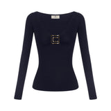 Maglia donna in jersey con logo gioiello